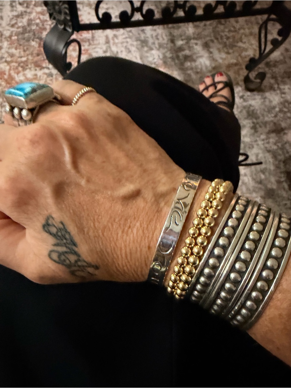 James Avery Silver Beaded Cuff Bracelet